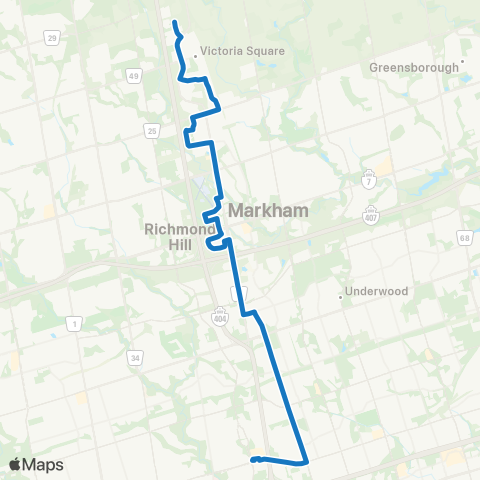 YRT Woodbine map