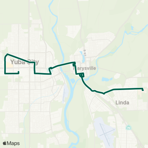 Yuba-Sutter Transit Yuba City to Yuba College map