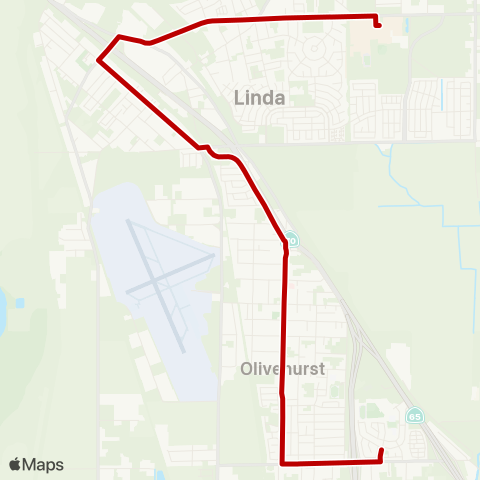 Yuba-Sutter Transit Olivehurst to Yuba College map