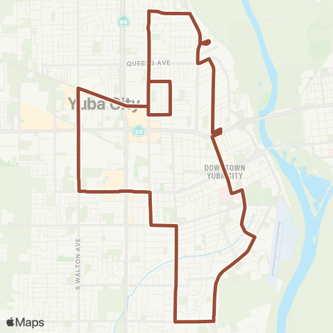 Yuba-Sutter Transit Yuba City Clockwise Loop map